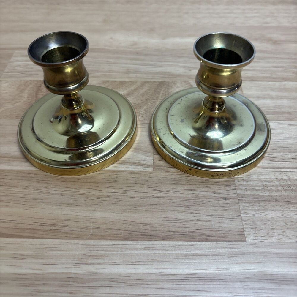 Pair Of Brass 3" Tall Candle Holders
